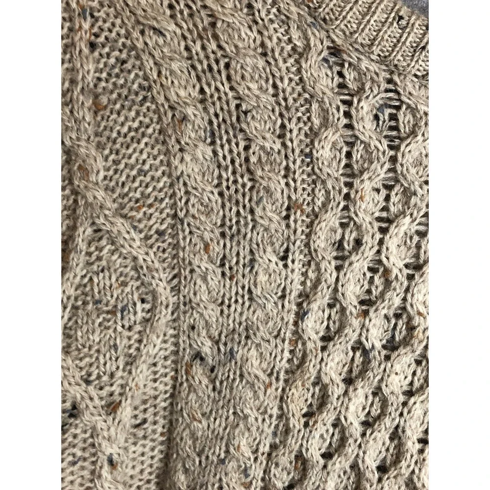 Aran Crafts Sweater XL Tan Triple Knit Pullover Fisherman Classic Irish
